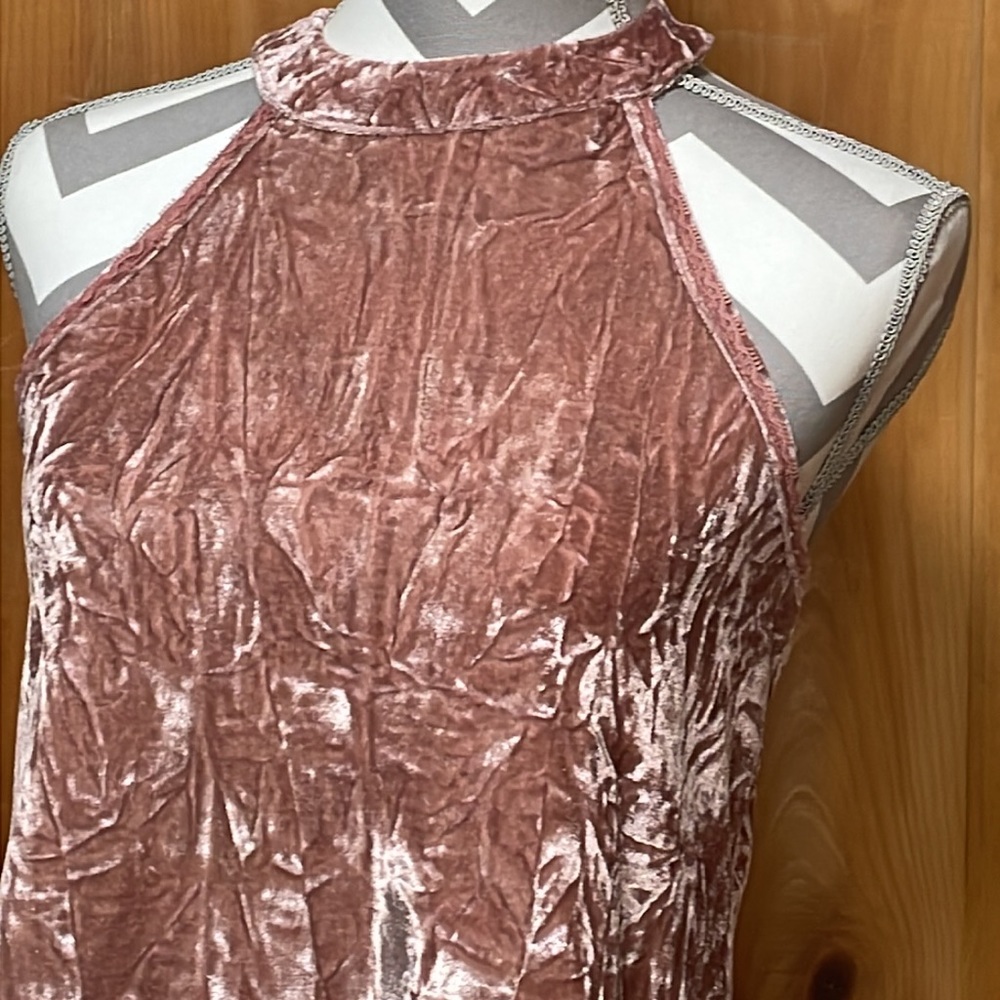 Miami pink velvet tank with lace trim small - Picture 3 of 5